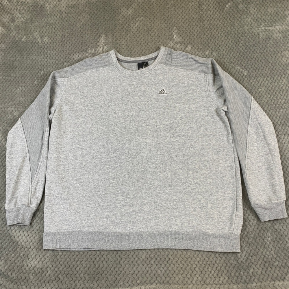 Adidas Mens Large Gray Mixed Media French Terry Crewneck Sweatshirt H58128